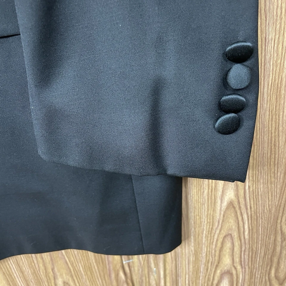 Jaqueta smoking masculina Hickey Freeman 48R preta sólida 100% lã feita nos EUA - Imagem 4 de 4