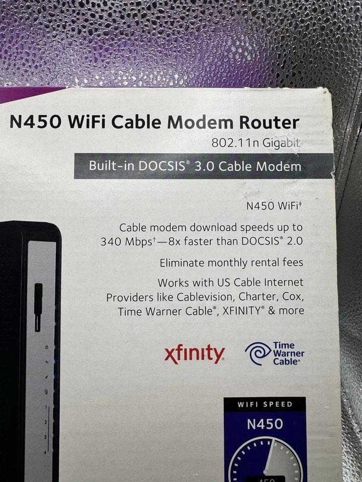 Netgear N450 WiFi Cable Modem Router CG3000DV2 DOCSIS 3.0 Xfinity Spectrum COX - Image 2 of 4