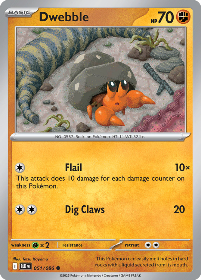 Pokemon Dwebble - 051/086 - Common NM-Mint PKMN SV Black Bolt