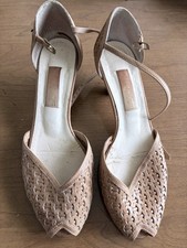 Vintage Nine West Woven Leather Peep Toe Heel Size 6