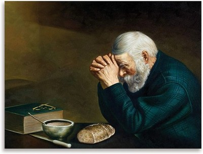 Grace by Eric Enstrom Daily Bread Man Praying At Dinner vintage Art poster print