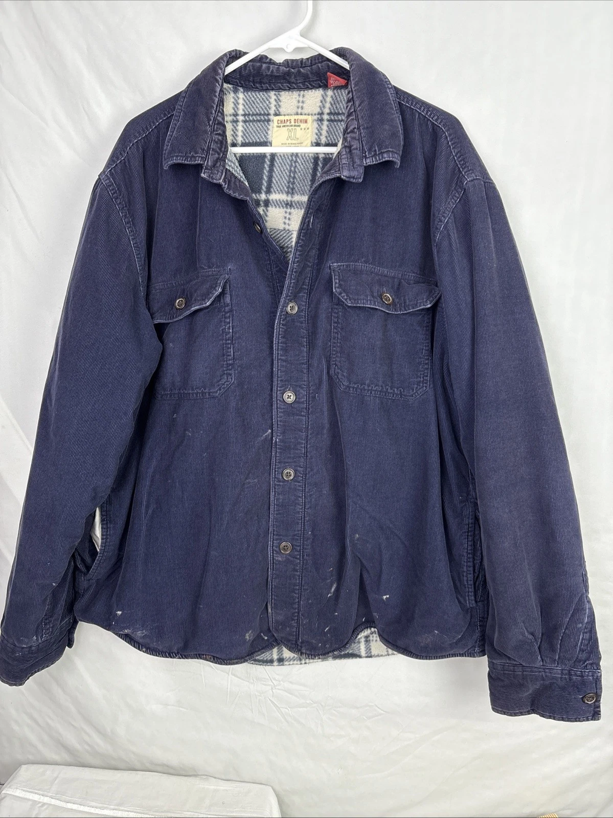 Chaps Denim Size XL Blue Corduroy Jacket Shacket Fleece Lined Vintage
Opens in a new window or tab