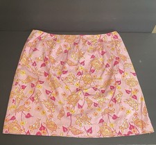 Vintage LILLY PULITZER RARE Turtle Soup Print Sz 10 Skirt Floral Pink Yellow