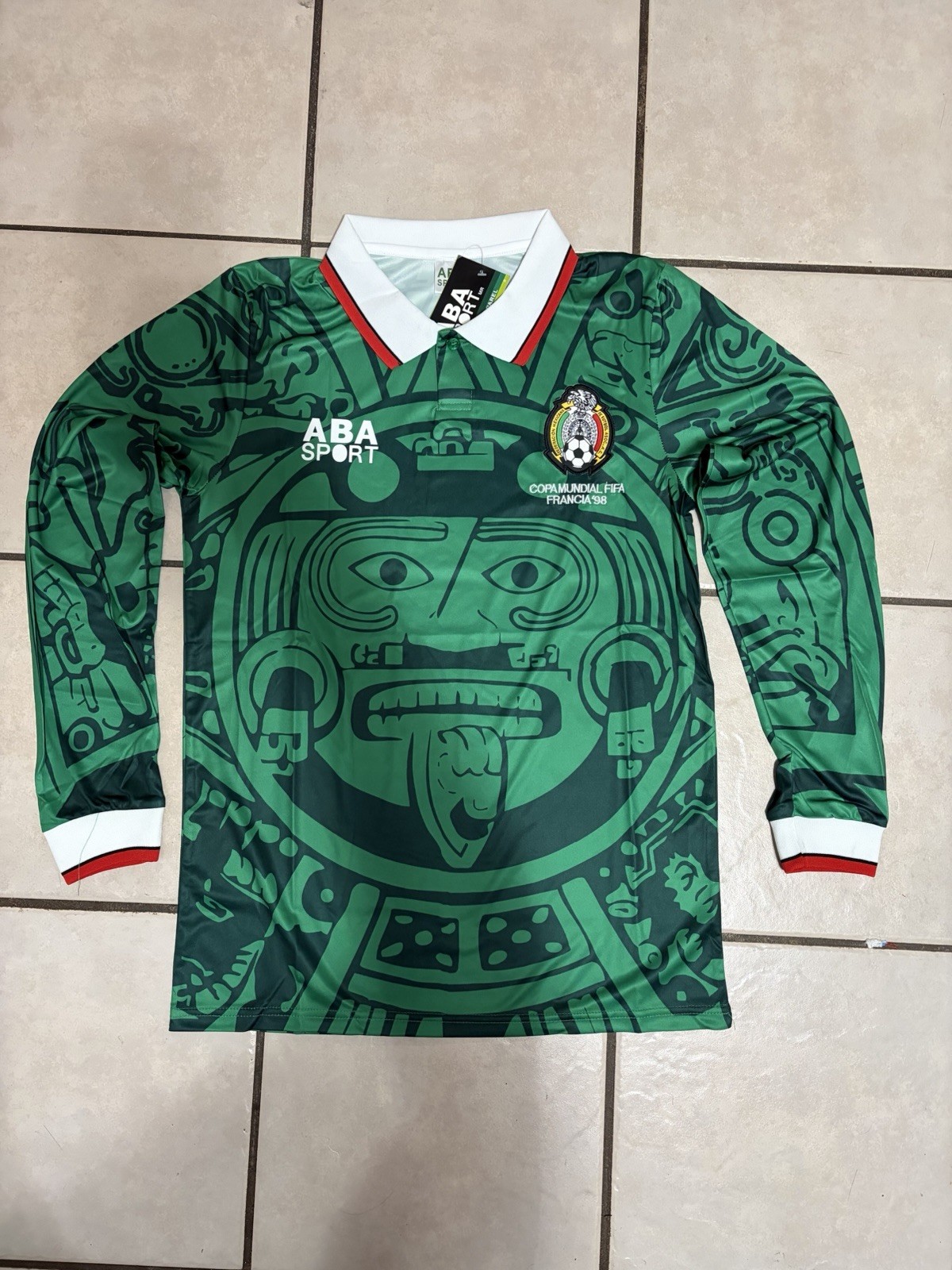 Mexico National Team Green Retro 1998 Long Sleeve Jersey (Sz S)