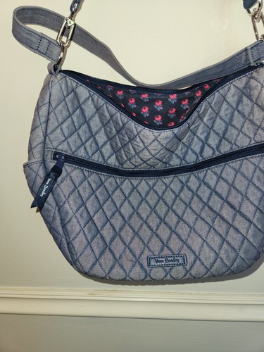 Vera Bradley GO AHEAD CONVERTIBLE Cross Body shoulder Bag Denim Moonlight Navy - Picture 2 of 24