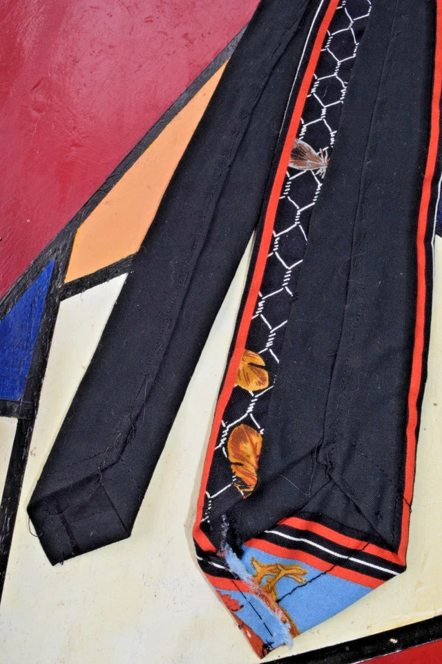 Галстук винтажный ручной работы 60-х 70-х синий черный куриный галстук тонкий 58 x 2,75» CottonPoly - Изображение 4 из 4