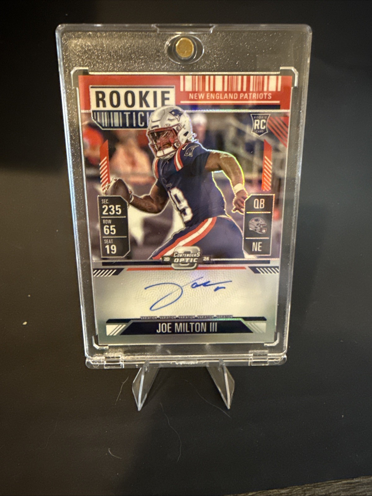 Joe Milton III 2024 Contenders Optic Rookie Ticket Auto /99 Red Variation