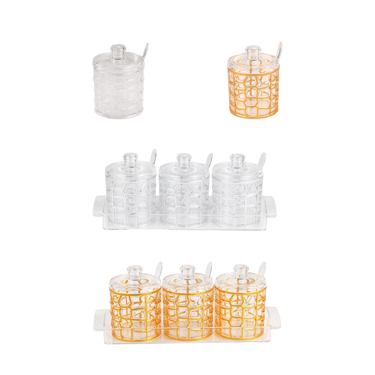 2 Scaffali Portaspezie In Acrilico Trasparente - 3 Ripiani, 26x24x10 Cm - Organizer Per Cucina E Bagno - Montaggio Non Necessario
