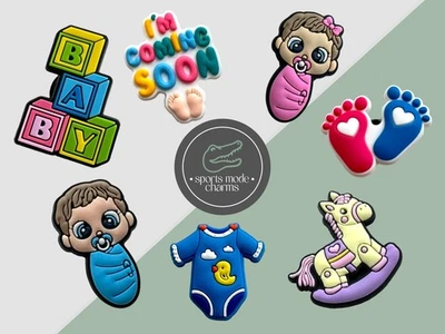 SPORTS MODE CHARMS New Born Babies - Charms for Shoes Clogs Sandal - Baby Boy Girl Family Toys