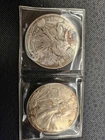 2-AMERICAN SILVER EAGLES-2001 & 2002 Coin LOT-.999 Fine Silver