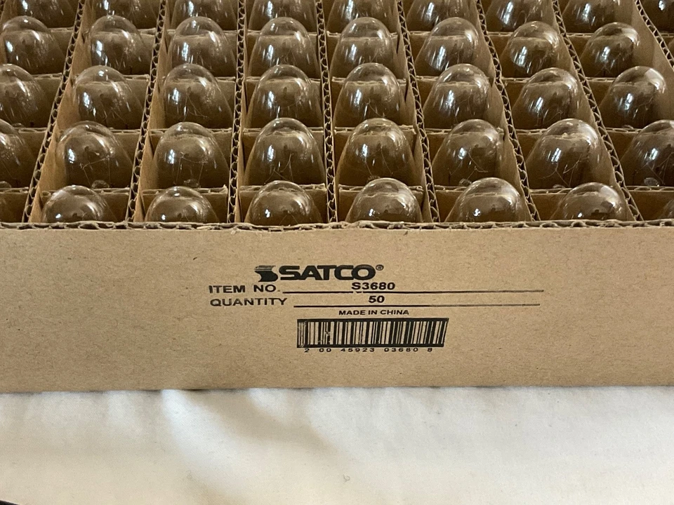 50 Ct. Satco S3680 120V Candelabra Base 4-Watt 4C7 Night Light Bulb, Clear NEW - Image 4 of 4