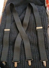 Vtg BBB Men Women Unisex X Back Suspenders Black Classic Adjustable One Size