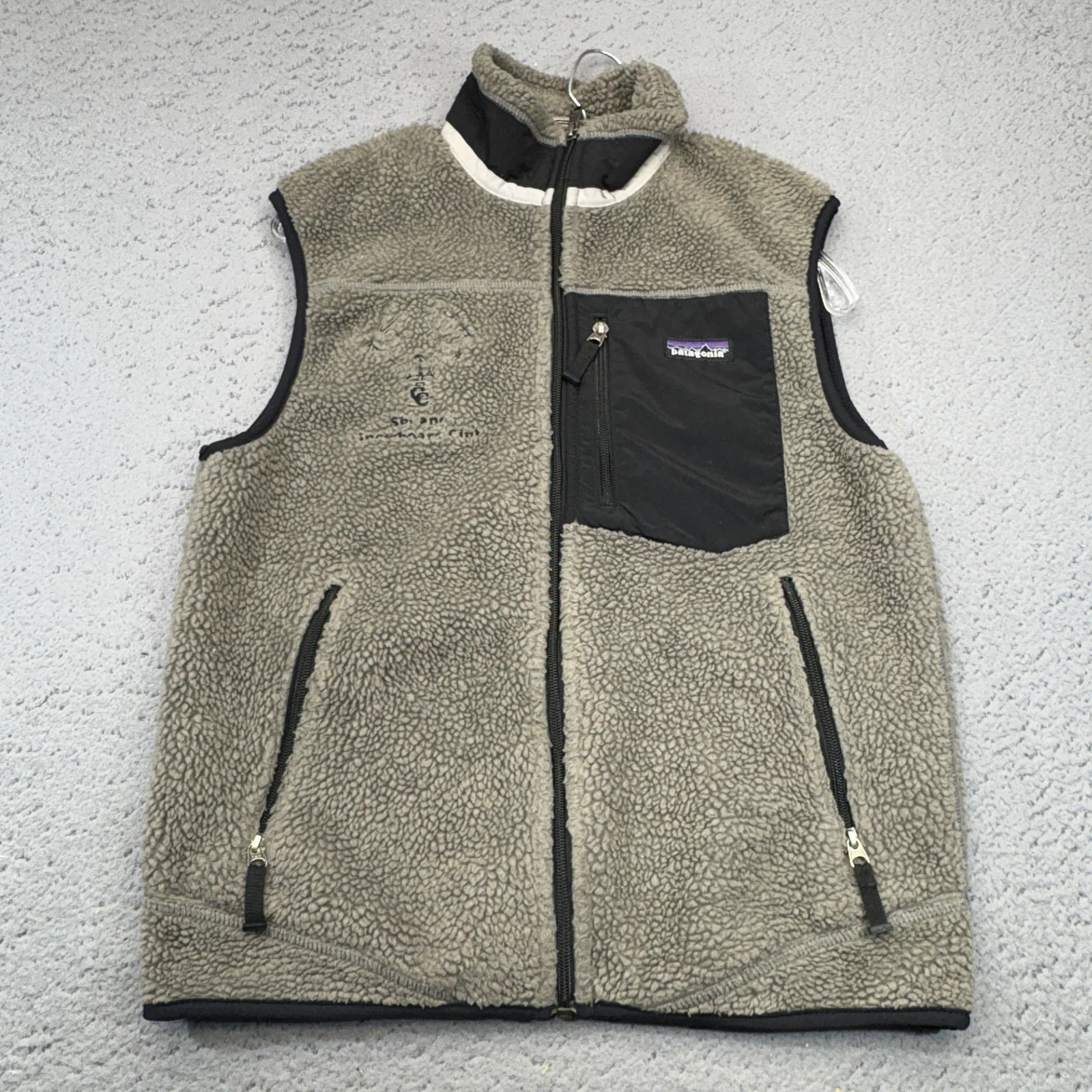 Patagonia Vest Mens Small Tan Fleece Lined Full Zip Classic Retro X Ski Club