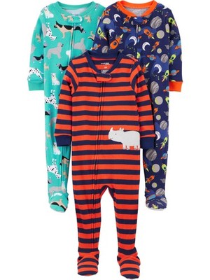 Simple Joys by Carter's Baby Boys' SnugFit Footed Cotton Pajamas, Pack of 3, ...