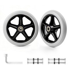 2Pcs 6 Inch Solid Wheelchair Replacement Wheels Rubber Material for Walkers, ...