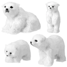 4 Pcs Christmas Polar Bear Ornament Large White Polar Bear Wearing Scarf Orna...