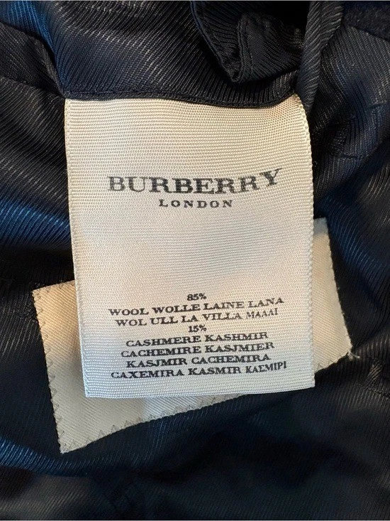 Men's Burberry Wool Cashmere Blend Peacoat Winter Jacket Minimalist Black Large - product detail image 9