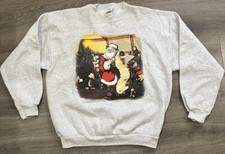 Vintage Nutcracker Sweatshirt Christmas Santa Gray Grey Small Made In USA XL 1X