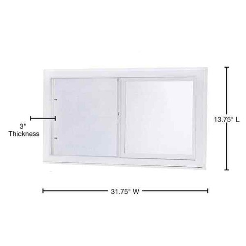 White 31.75 in. x 13.75 Inches Single Sliding Vinyl Window With Dual Pane Shed - Picture 3 of 7
