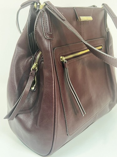 Nine West Just Zip It Large Shoulder Bag (Mahogany) 12" W (Bottom) 11.5" tall - Picture 7 of 20