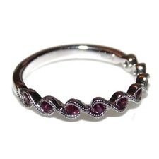 New 9 Genuine Round Ruby Twist Band Ring 18k White Gold Jewelry Size 6.5
