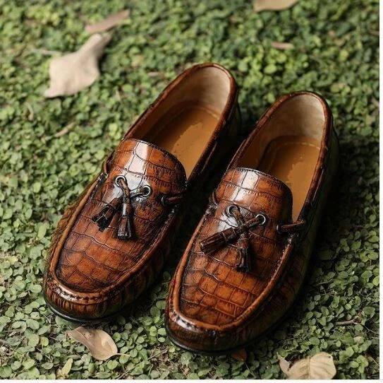 Men's Handmade Brown Leather Moccasin Shoes