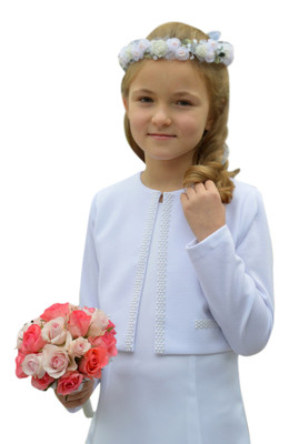 Bolerojacke Jacke Bolero Kommunion Blumenmädchen Kommunionjacke Perlen  Sophie