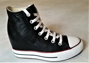 converse zeppa pelle