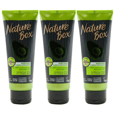 Nature Box Handcreme mit AVOCADO ÖL 3 x 75ml Vegan frei von Parabenen /Silikonen
