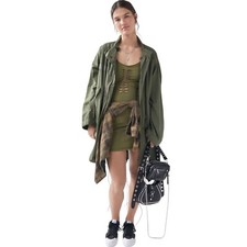 Urban Outfitters Bodycon Dress Macrame Olive Green Cut Out Mini Dress Size XS B2