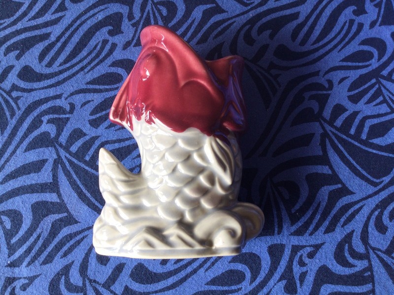 Vintage Shawnee #845 Ceramic Open Mouth Fish Bud Vase USA 845 Small