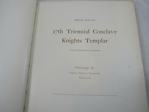 27th TRIENNIAL CONCLAVE KNIGHTS TEMPLAR PITTSBURGH PA 1898 OFFICIAL SOUVENIR - Foto 5 di 5