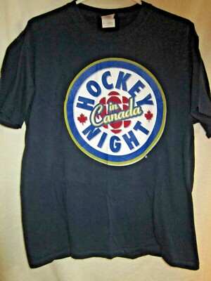 HOCKEY NIGHT IN CANADA CBC BUDWEISER T SHIRT DK Blue SZ