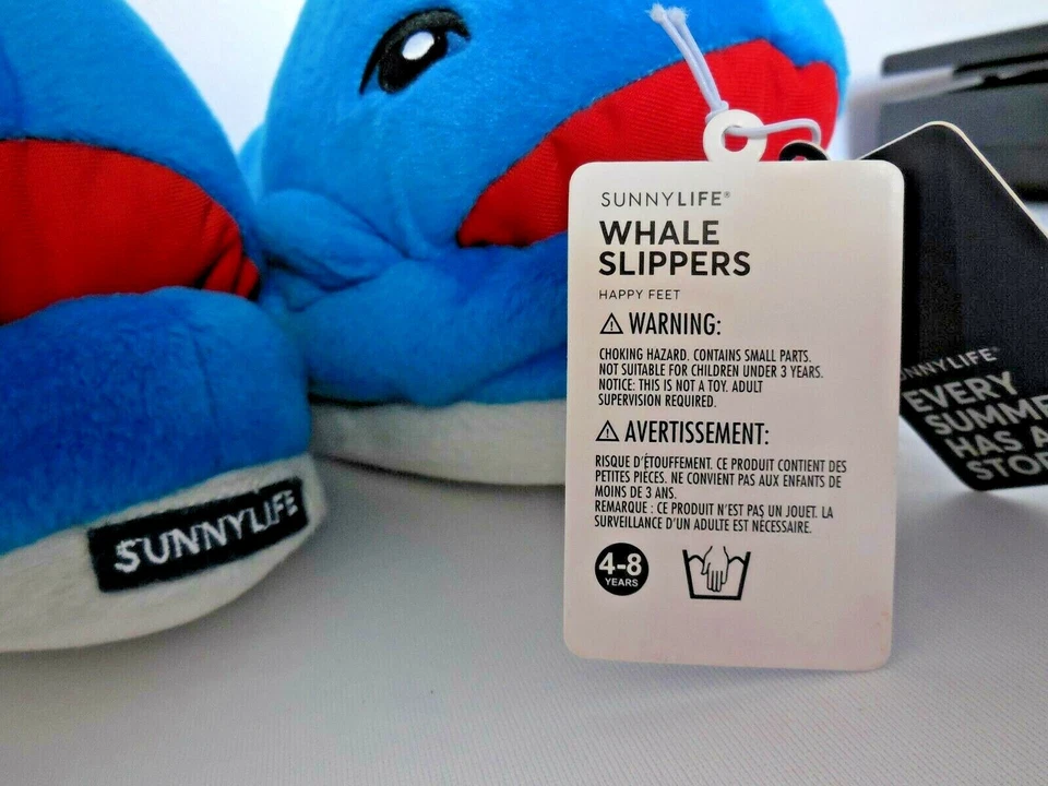 Zapatillas Ballenas 3D Peluche Sunny Life Happy Feet M (Niños 4-8 años) Nuevas con Etiquetas Foto 4 de 4