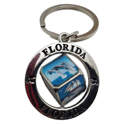 Florida Keychain Spinner Key Ring Souvenir Travel Tourist Gift Swivel