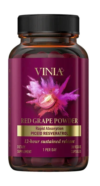 Vinia Red Grape Powder Rapid Absorbtion Piceid Resveratrol 30 Veggie Capsules - Image 2 of 4