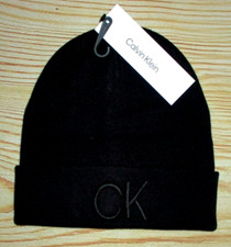 MENS CALVIN KLEIN SOLID BLACK BEANIE HAT ONE SIZE