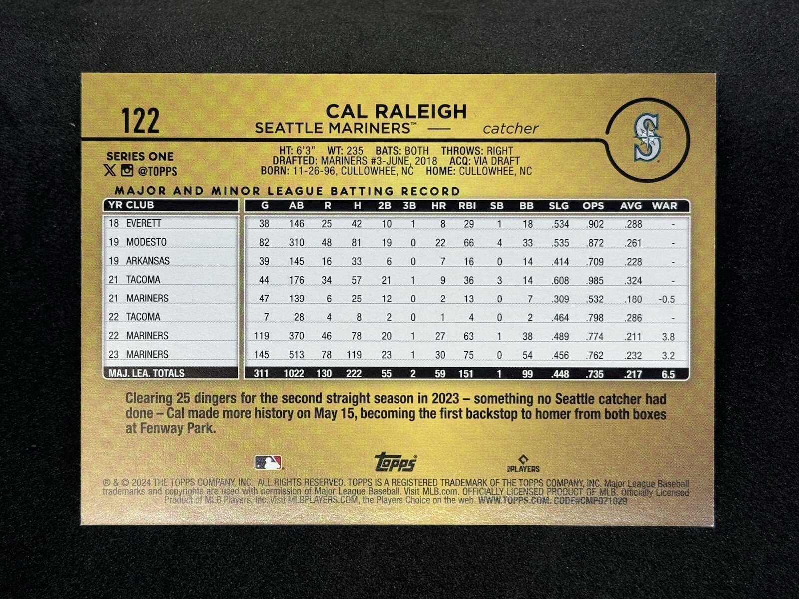 2024 Topps Series 1 - Golden Mirror #122 Cal Raleigh for sale online | eBay