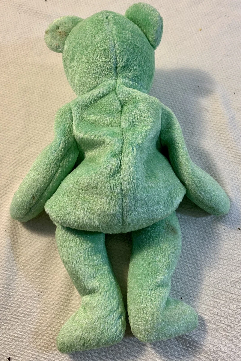 Green beanie baby store with soccer ball