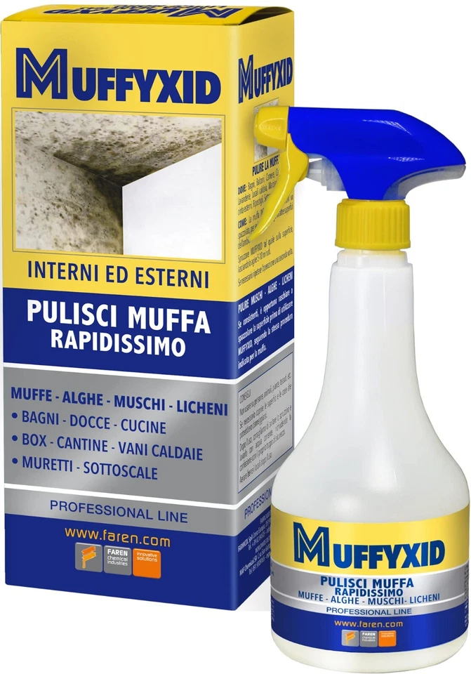 ANTIMUFFA SPRAY RAPIDISSIMO 500ML MUFFYXID PULISCI ELIMINA MUFFA ALGHE E LICHENI - Immagine 2 di 4