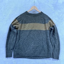 COLUMBIA Sportswear Sweater Men's Large Striped Wool Blend Logo Sleeve