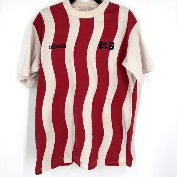 Vintage Adidas Men's USA World Cup Soccer Jersey Striped Red White Size Medium