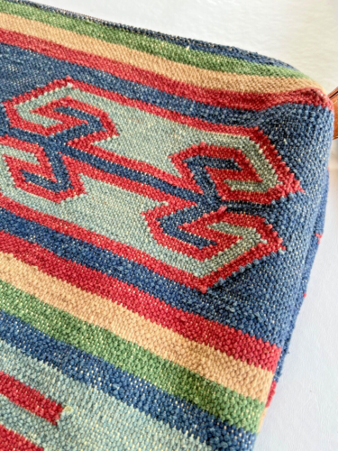 KILIM Umhängetasche Handtasche mit Lederbesatz & Quaste MEHRFARBIG türkischer Teppich EUC - Bild 5 von 11