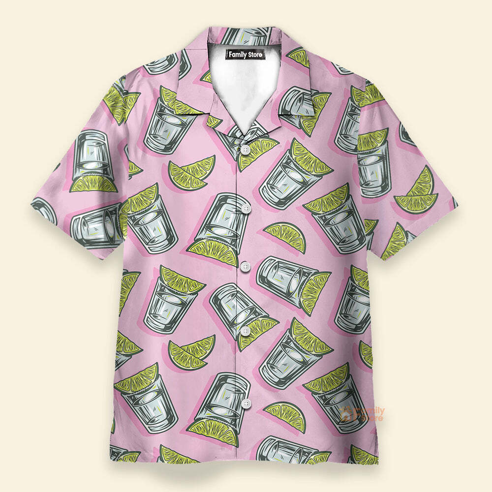 Margarita Cocktail Tequila With Lime Pattern Pink   Hawaiian Shirt