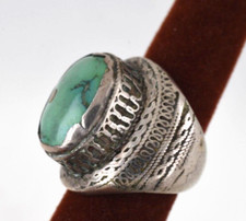 Hand Made Silver Turquoise Large Ring 34g Size 7