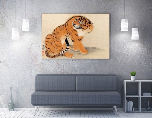 SITTING TIGER BY MARUYAMA OKYO -CANVAS WALL ARTWORK PICTURE PRINT - Picture 2 of 2