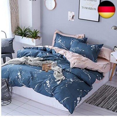 Boqingzhu Bettwäsche 135x200cm Blumen Blümchen Romantisch Blau Rosa Bettbezug S