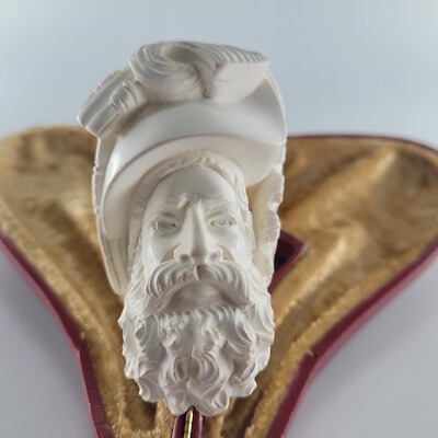 XLarge cavalier Meerschaum Pipe hancarved block meerschaum by CPW Pipes #4173