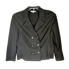 CAbi Colette Ponte 3/4 Sleeve Crop Blazer Jacket Black 215 Size Large 12 14