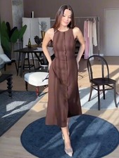 2025 Summer, Round Neck Sleeveless Button-down Waist Fashion Dress for Women